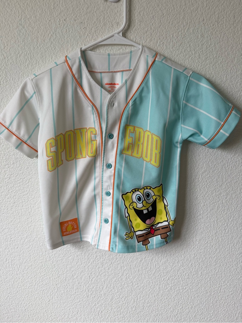 Nickelodeon SpongeBob Turquoise, White & Yellow Baseball Jersey